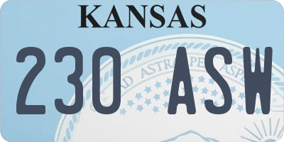KS license plate 230ASW