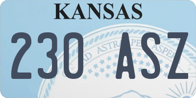 KS license plate 230ASZ