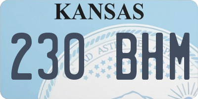 KS license plate 230BHM