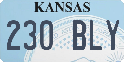 KS license plate 230BLY