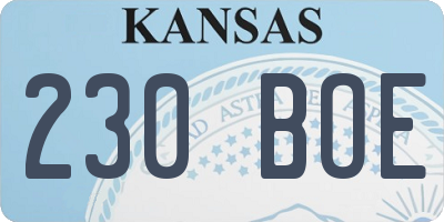 KS license plate 230BOE