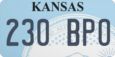 KS license plate 230BPO