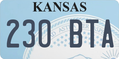 KS license plate 230BTA