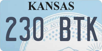 KS license plate 230BTK