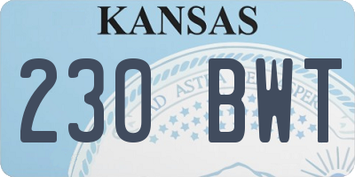 KS license plate 230BWT
