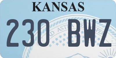 KS license plate 230BWZ