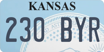 KS license plate 230BYR