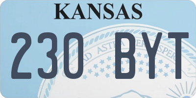 KS license plate 230BYT