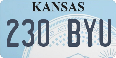 KS license plate 230BYU
