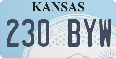 KS license plate 230BYW