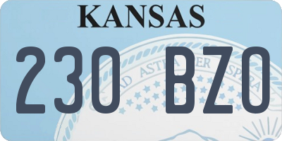 KS license plate 230BZO