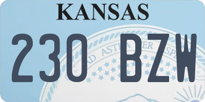KS license plate 230BZW