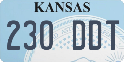 KS license plate 230DDT