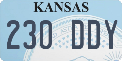 KS license plate 230DDY