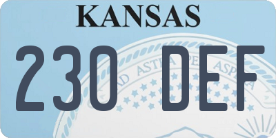 KS license plate 230DEF