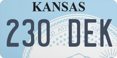 KS license plate 230DEK