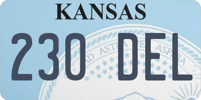 KS license plate 230DEL