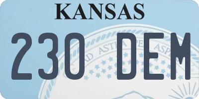 KS license plate 230DEM