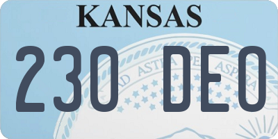 KS license plate 230DEO