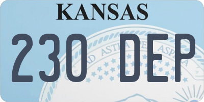 KS license plate 230DEP
