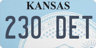 KS license plate 230DET