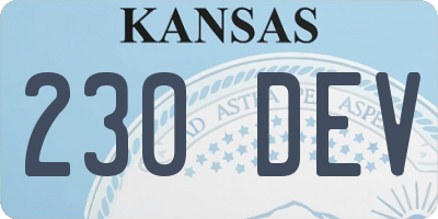 KS license plate 230DEV
