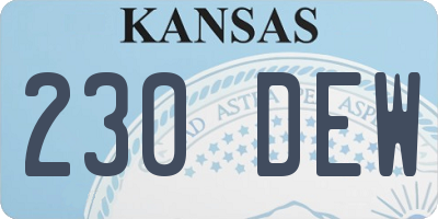 KS license plate 230DEW