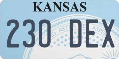 KS license plate 230DEX