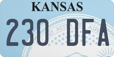 KS license plate 230DFA