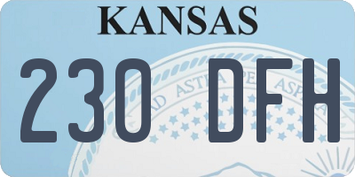 KS license plate 230DFH