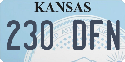 KS license plate 230DFN