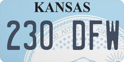 KS license plate 230DFW