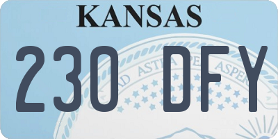KS license plate 230DFY