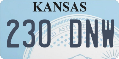 KS license plate 230DNW