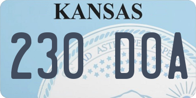 KS license plate 230DOA