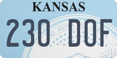 KS license plate 230DOF