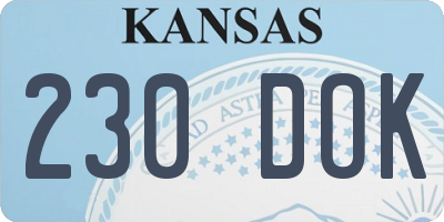KS license plate 230DOK