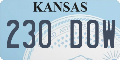 KS license plate 230DOW