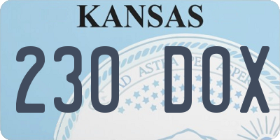 KS license plate 230DOX