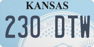 KS license plate 230DTW
