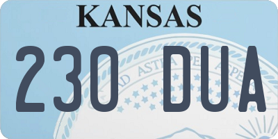 KS license plate 230DUA