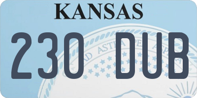 KS license plate 230DUB