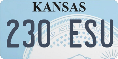 KS license plate 230ESU