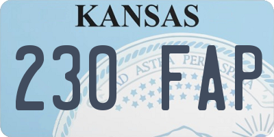 KS license plate 230FAP