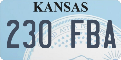 KS license plate 230FBA