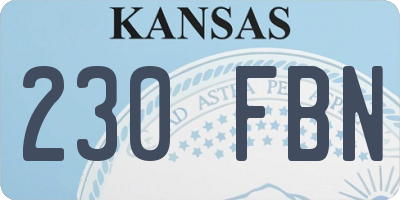 KS license plate 230FBN