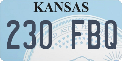 KS license plate 230FBQ