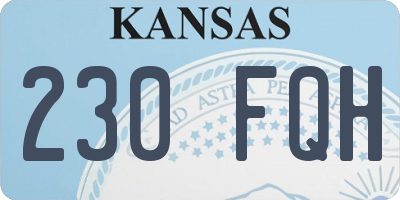 KS license plate 230FQH
