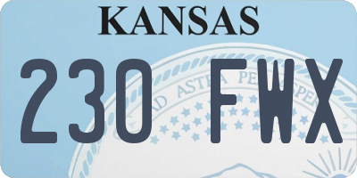 KS license plate 230FWX