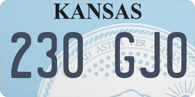 KS license plate 230GJO
